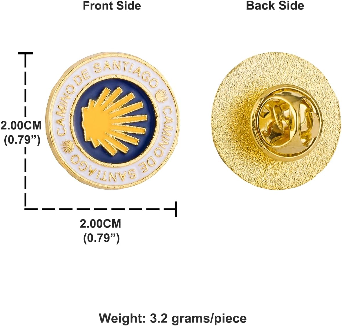 Cottvott Enamel Camino de Santiago Pilgrim Shell Lapel Pin - St James Cross Brooch, Scallop Shell Road Marker Badge image 2