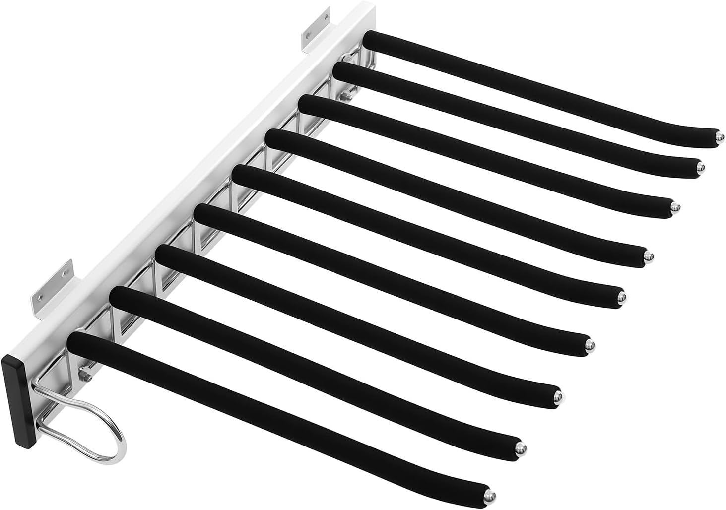 Arms Retractable Pull Out Trousers Rack, Lift Side Mounted Trouser Rack Closet Pants Rack, Sliding Trousers Rack for Closet Space Saving for Bedroom (Left Side Mount)