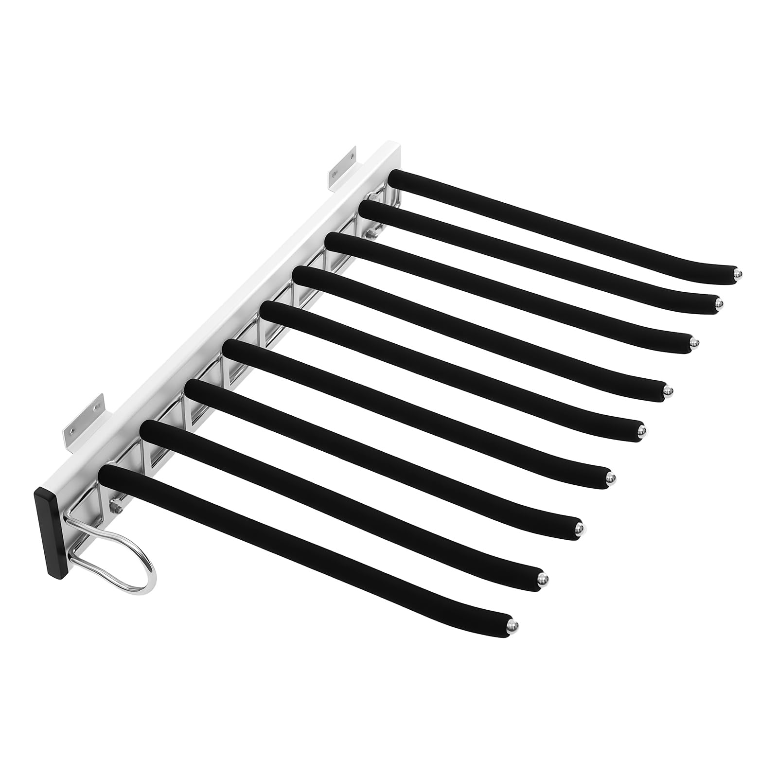 9-Stangen-Hosenbügel für die Seitenmontage Hosenhalter ausziehbar, Wandmontierter Hosenbügel mit Flocking, leiser Push-Pull-Schiene, belastbar 14-16kg Aufbewahrung für Hosen, Krawatten, Schals