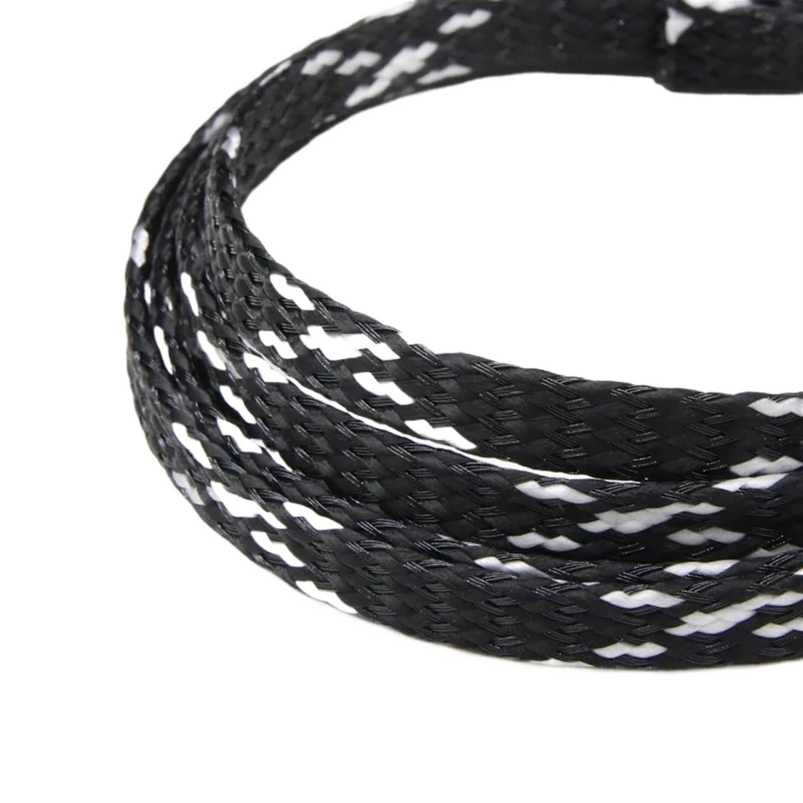 Funda Trenzada expandida de 1/5/20/50 m, Hilo algodón PP, Envoltura Alambre 4, 8 y 12 mm, protección Cables, arnés línea, Funda Cable(Black White Black,12mm,50 Meters)
