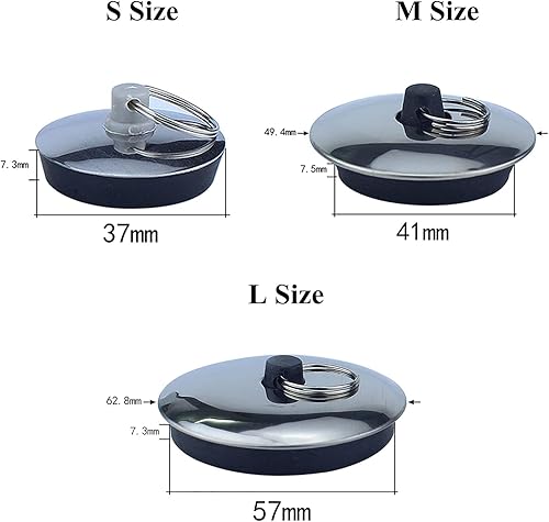 Miniatura 2 de Tapones universales de drenaje de bañera de 3 tamaños, tapón de drenaje para bañera y lavabo de baño, rebote
