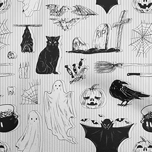 oneOone Cotton Cambric Black Fabric Halloween DIY Clothing Quilting Fabric Print Fabric By Yard 42 Inch Wide