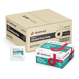 Dealmed Alcohol Prep Pads - 2000 Count Medium Latex-Free Gamma Sterilized Antiseptic Wipes, Wound Care Products for First Aid Kits, Home, and Medical Facilities