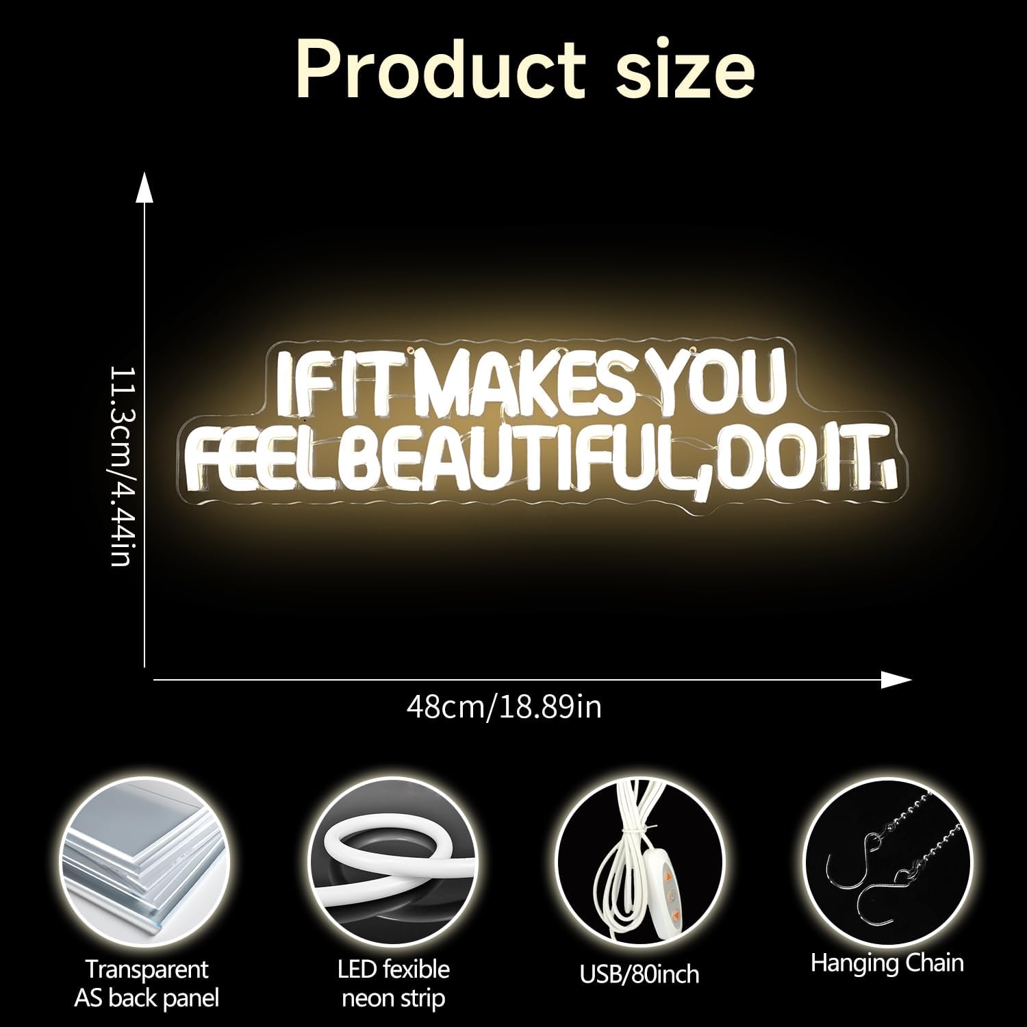 If It Make You Feel Beautiful Do It Neon Sign for Wall Decor Beauty Room Neon Led Sign Spa Salon Neon Light Up Sign For Beauty Salon Spa Studio Business Esthetician Shop Decoration Gift