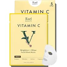 Rael Bamboo Face Sheet Masks, Daily Hydration Skincare (Vitamin C, 5 Ct) | Pomegranate, Fig &amp; Citrus Fruit Extracts, Hydrating, Routine for Glowing Skin, Korean Skincare, All Skin Types