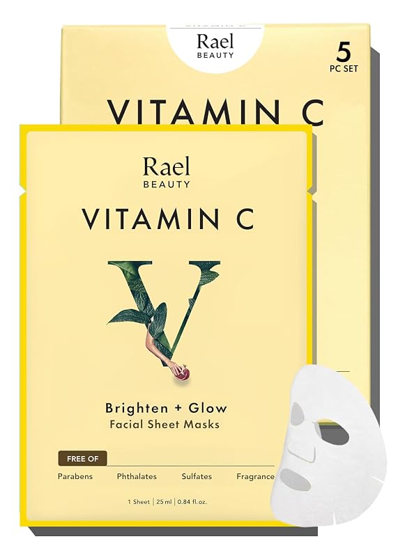 Rael Vita Bright Máscara Facial com Vitamina C, Pacote com 5 unidades