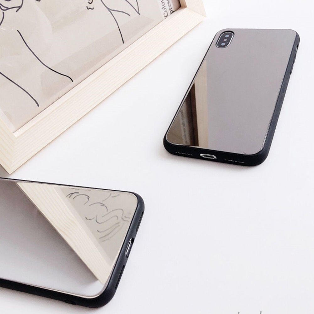 Amazon.co.jp: Lanjp iPhone対応 鏡面ケース ミラーケース 強化ガラス