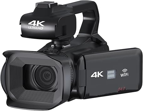 Video Camera Camcorder 64MP Digital Video Camera For Photography Full 4K 60FPS Vlog Camcorder Live Stream Webcam Auto Focus Video Recorder(32G SD Card,Standard)