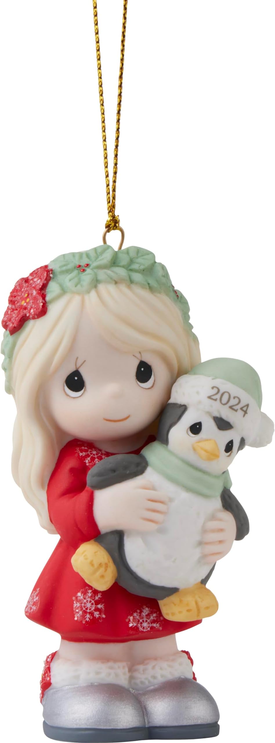 Precious Moments 2024 Collector Little Girl Ornament | Have Yourself A Merry Little Christmas Dated 2024 Girl Bisque Porcelain Ornament | Holiday Decor & Gifts