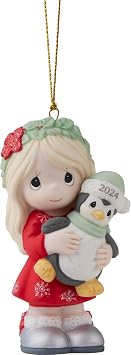 Precious Moments 2024 Collector Little Girl Ornament | Have Yourself A Merry Little Christmas Dated 2024 Girl Bisque Porcelain Ornament | Holiday Decor & Gifts