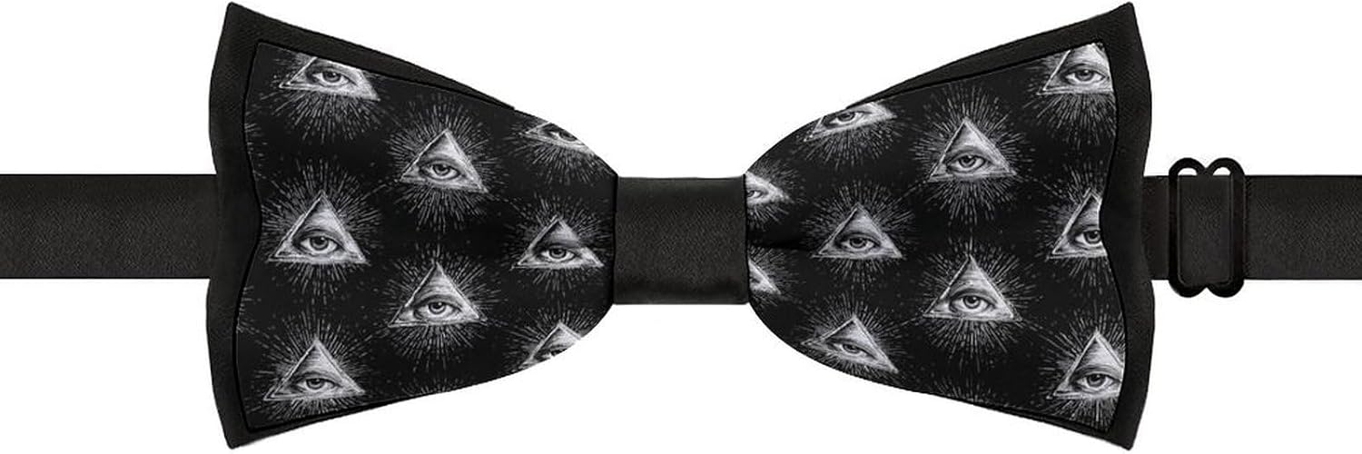 Illuminati Triangle Eye Novelty Men's Bow Tie Pre-tied Adjustable Bowtie Accessories for Wedding Party