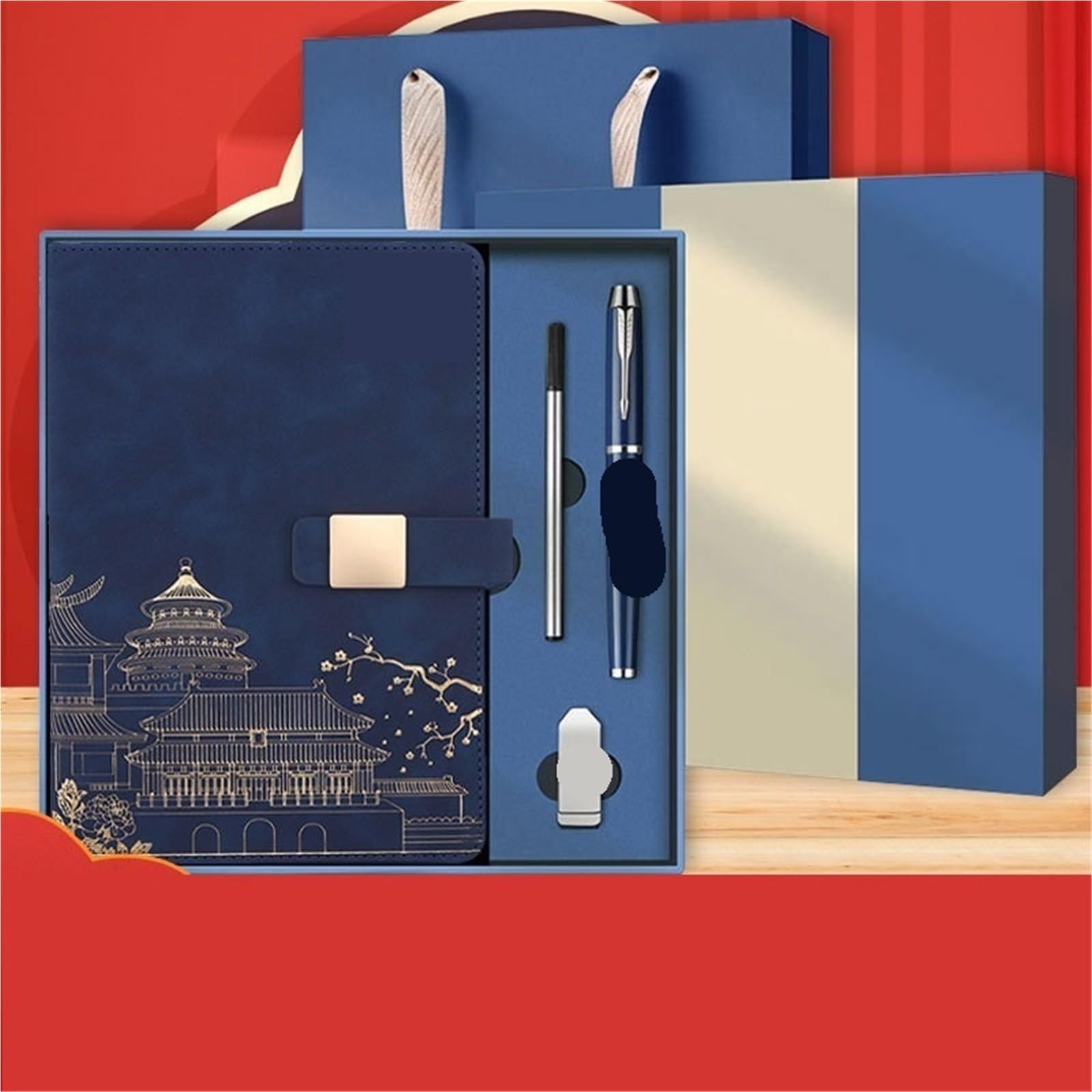 Set regalo con taccuino in stile cinese A5 | Affari, ufficio, regali aziendali, souvenir e quaderni(Color-C)