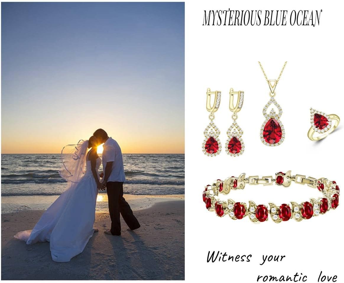 LMXXVJ Women Jewelry Set Platinum Plated Necklace Open Ring Earrings Bracelet Set,Birthday/Anniversary Mother’s Day Jewelry Gifts for Mom/Wife/Sister/Best Friend - Image 2