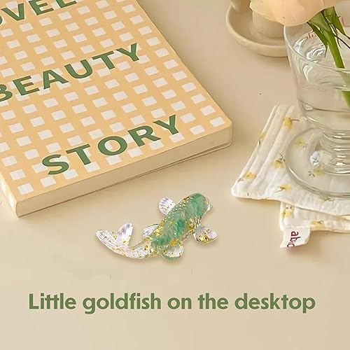 Miniatura 6 de Figura de pez de cristal en miniatura, figura de pez de carpa koi, simboliza la buena suerte y la buena fortuna, estatua de peces de grava de