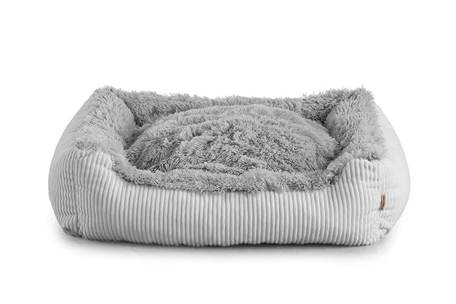 Gutekissen® Shaggy Hundebett Mittelgroße Hunde - Hundekissen Waschbar - Farb- und Größenwahl (L - 90x75, Gris)