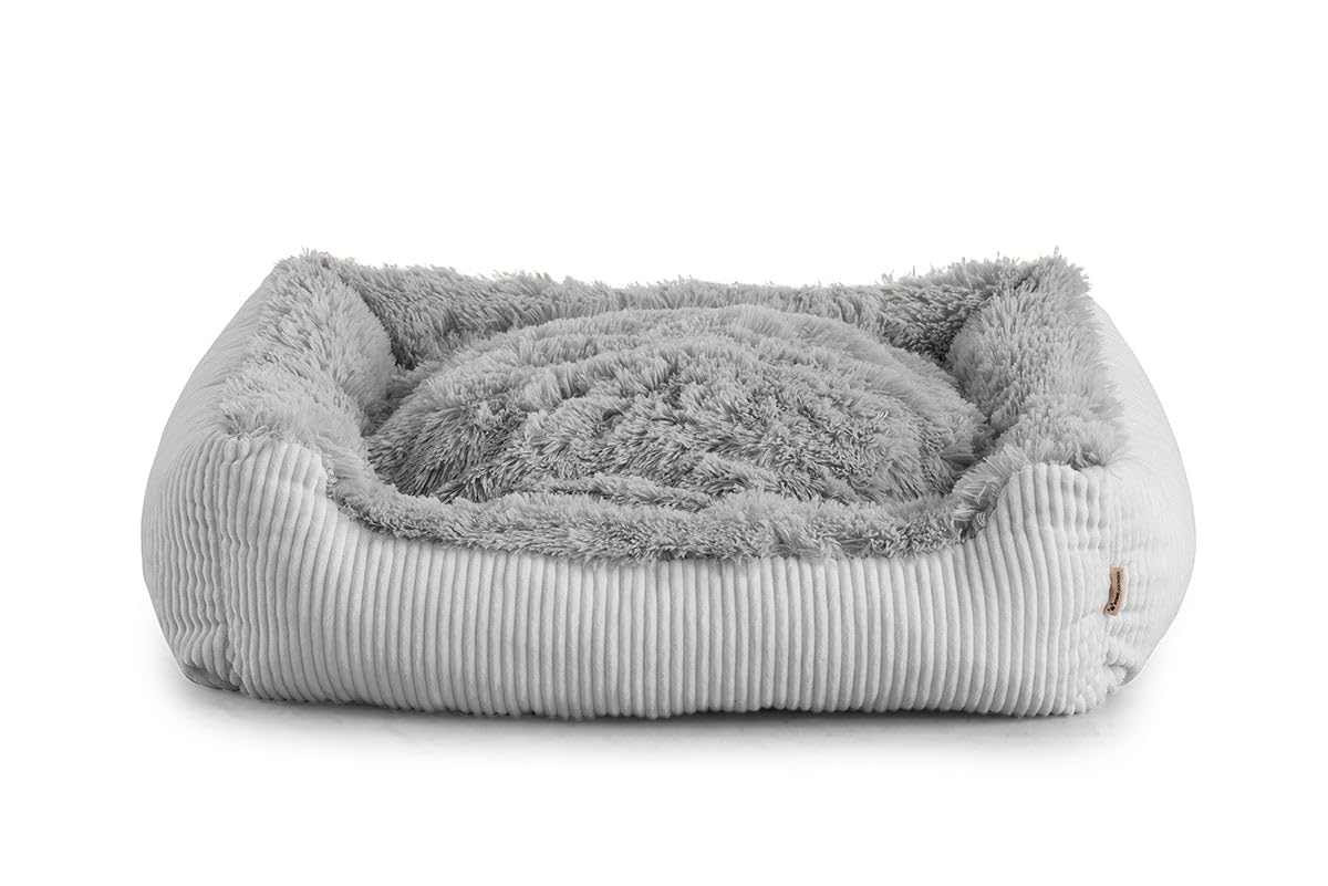 Gutekissen® Shaggy Hundebett Mittelgroße Hunde - Hundekissen Waschbar - Farb- und Größenwahl (M - 80x70, Grau)
