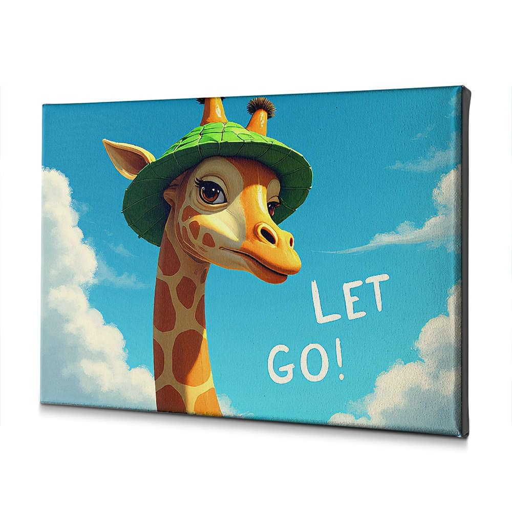 Toile murale girafe pour masquer un mur vide et decorer salon ou chambre