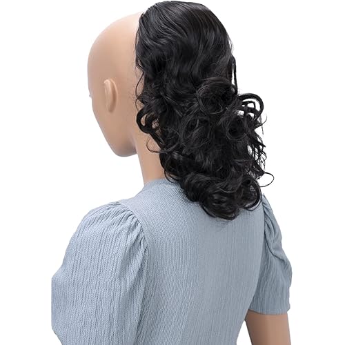 PRETTYSHOP 12" Hairpiece Braid Ponytail Extension Voluminous Wavy Black Brown PH201