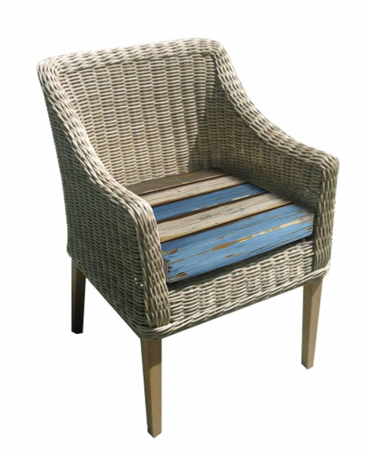 2 Pack Blue Beige Wood Grain Waterproof Cushion Covers with Ties, Outdoor Patio Chaise Lounge Chair Seat Cushion Slip Covers Replacement(Only Cover) Modern Shabby Chic Board 24