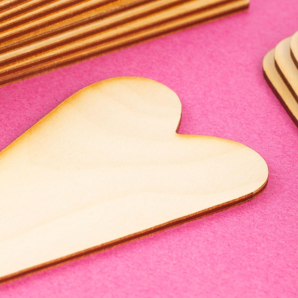 Factory Direct Craft Pack of 24 Unfinished Wooden Folk Heart Cutouts - Blank Wood Heart Shapes DIY Valentine's Day Sweetest Day Craft Projects Made in USA (Size: 6" H x 2-1/2" W)