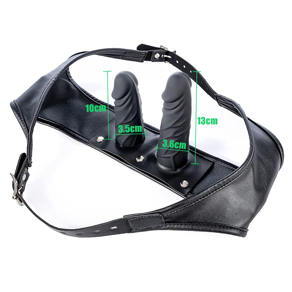 Roluck Strap on con 2 Consoladores de Silicona,Consolador Doble Strap on Consolador SM Juguetes Sexuales Eróticos para Hombres Mujeres Lesbianas Pareja