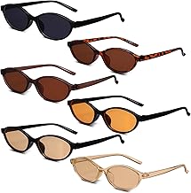 6 Pcs Retro Oval Cat Eye Sunglasses for Women Y2k Glasses 90s Trendy Sunglasses for Men Women