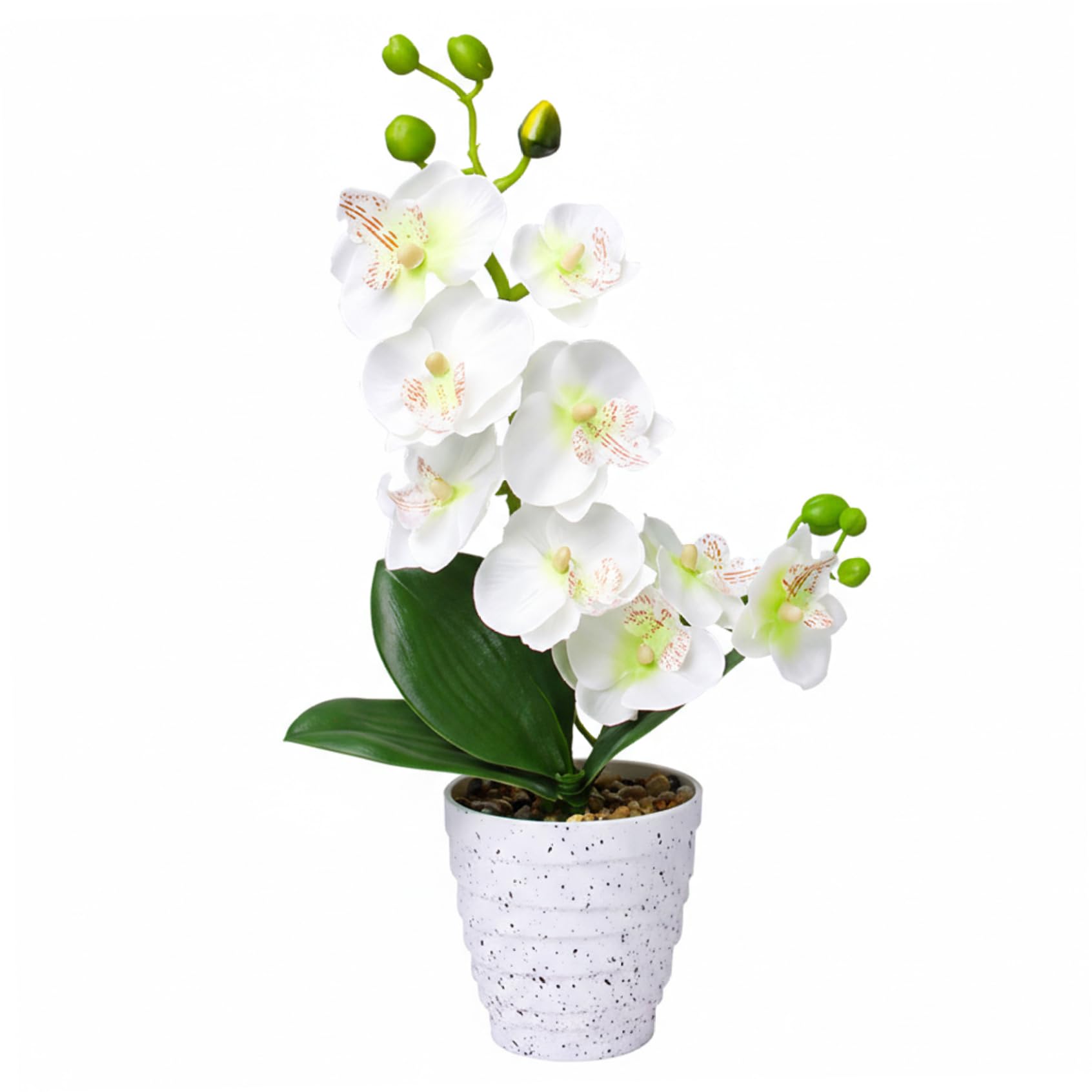 CAKEEYUM Artificial Orchids, 32cm White Faux Flowers in Vase for Home Decor, Lifelike Silk Orchid Plant for Wedding Table Centerpiece Artificial Orchids, Faux Flowers in Vase, Orch