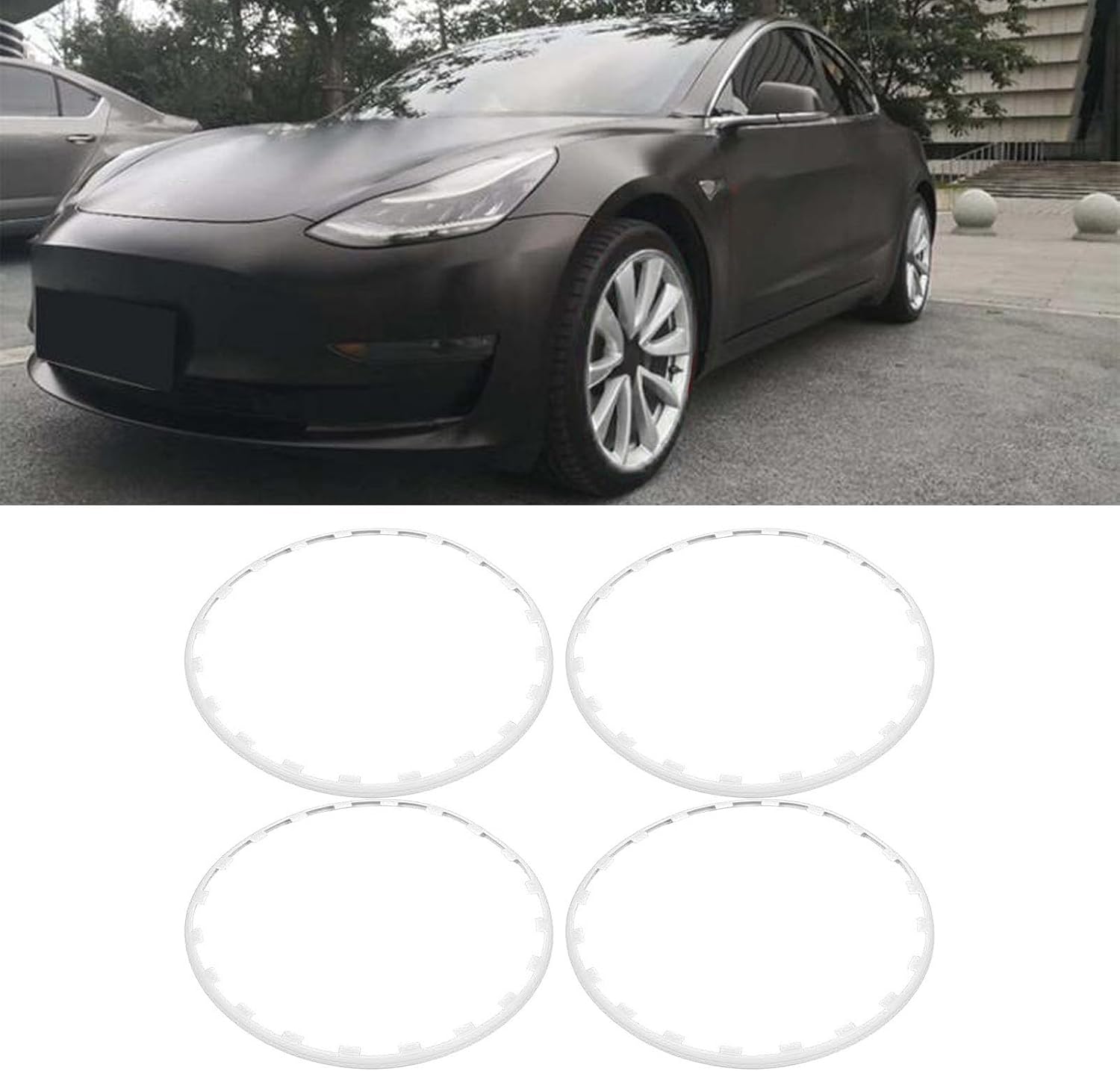 PerGar Car Tire Trim Rings, Car Wheel Rim Protectors Guard, 4PCS 20in Wheel Rim Protection Ring, Wheel Edges Trim Tire Decoration Accessories Replacement for Model Y(White)