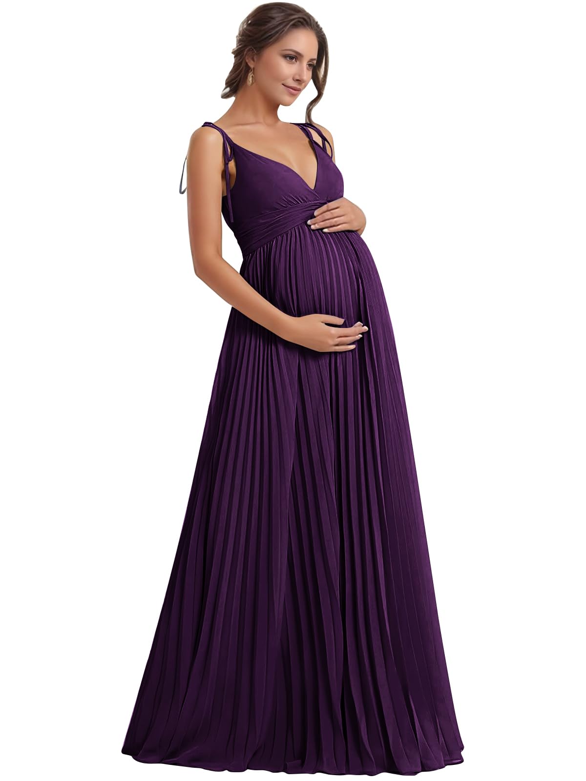 Chiffon Pleated Long Maternity Formal Dresses 2025 Spaghetti Straps A Line Pregnancy Dress for Photoshoot LB173