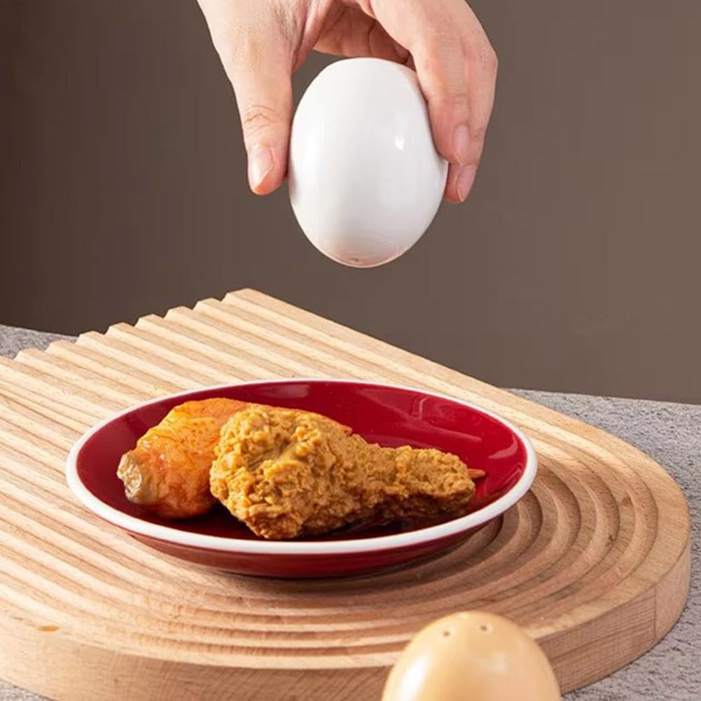 Salière et poivrière créative en céramique, mini salière et poivrière en forme d'œuf marron avec support en carton, ensemble fantaisie en céramique en forme d'œuf, pour décoration de table de cuisine
