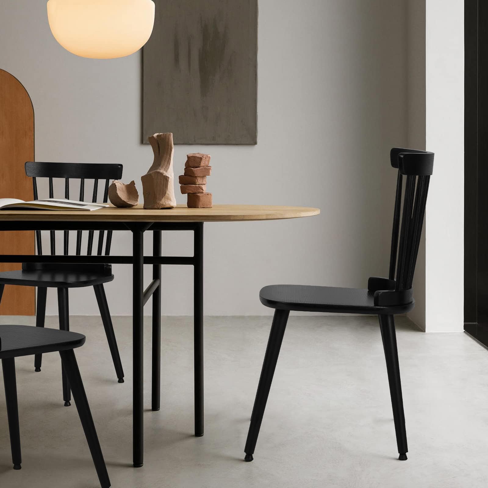 Chairus Farmhouse Black Dining Chairs Set Of 4 – Windsor Spindle Back, Wooden Kitchen Side Chairs - View #13
