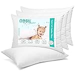 Nestl 4 Pack Toddler Pillow for Sleeping 13 x 18, Small Kids Pillow for Travel, Car, School, Nap, & Toddler Bed, Machine Washable Soft Cotton Toddler Pillow 2 Year Old and Up - White