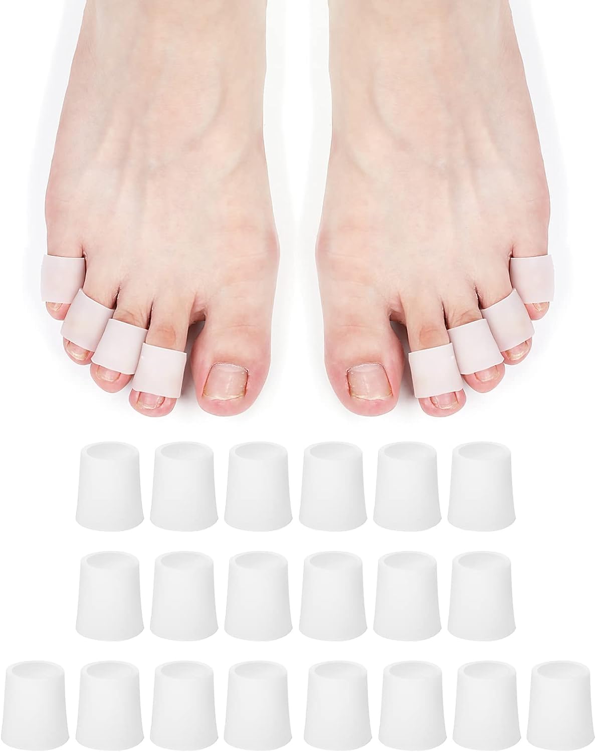 Toe Sleeves, Toe Protectors, Silicone Toe Sleeves Open Toe Tubes, Protect Toe from Rubbing Ingrown Toenails, Corns, Blisters, Soft Gel Protector Toe Cushions for Pain Relief and Friction