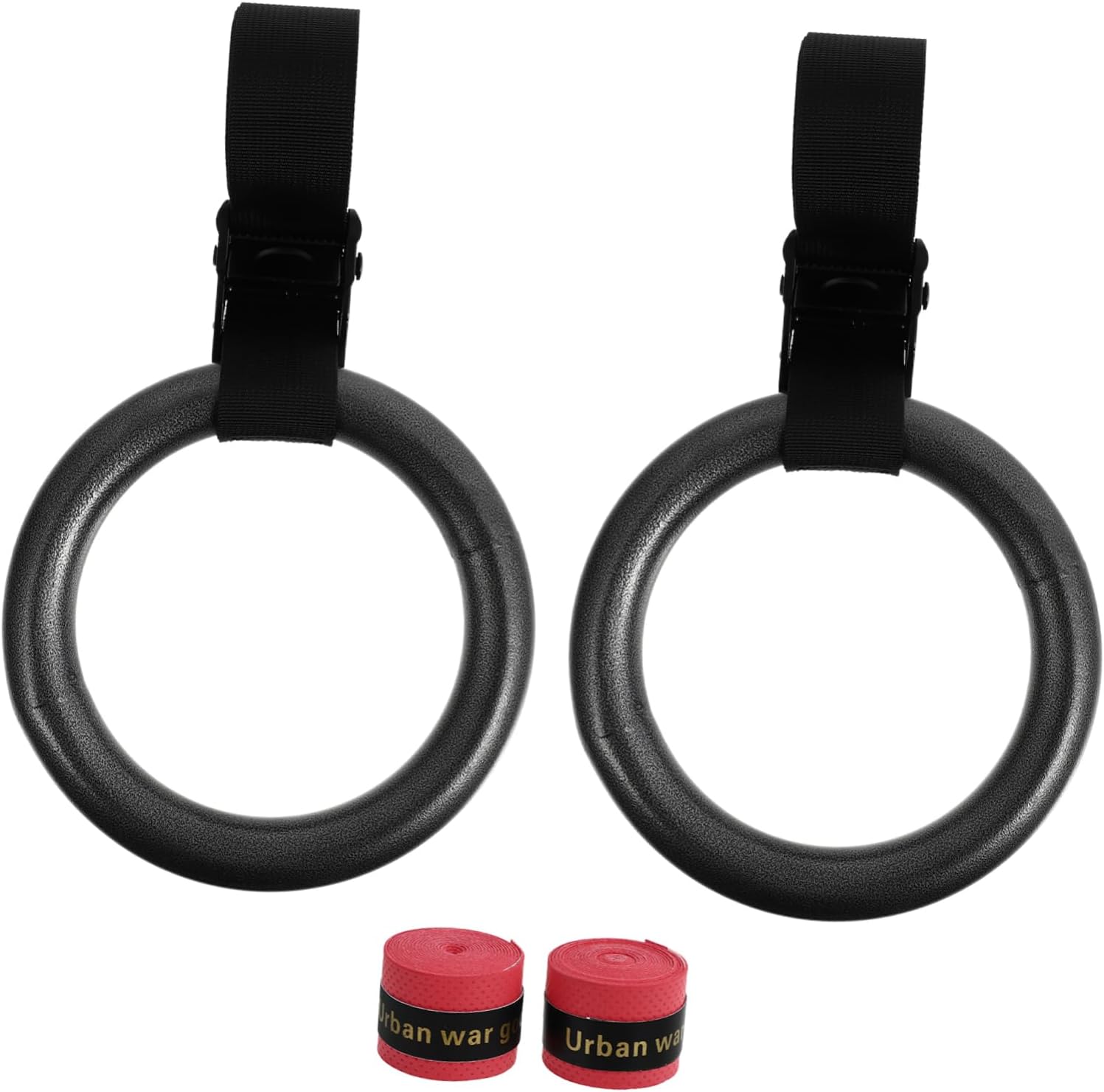 2Pcs Premium Fitness Rings Home Gymnastics Rings with Straps for Bodyweight Training for Calisthenics and Indoor Workouts