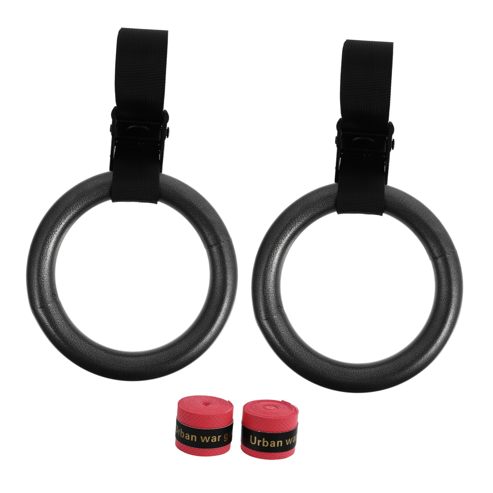 GRIRIW 2Pcs Premium Fitness Rings Home Gymnastics Rings with Straps for Bodyweight Training for Calisthenics and Indoor Workouts