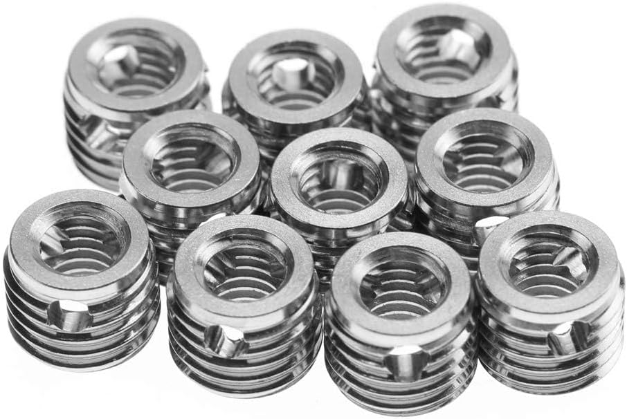 Tools Compatible with Self Tapping Thread Insert, 10Pcs Stainless Steel Self Tapping Thread Insert Screw Slotted Thread Insert Repairing Tool, Nut Inserts (Inner M5*0.8 Outer M8*1.0 Length 7mm)