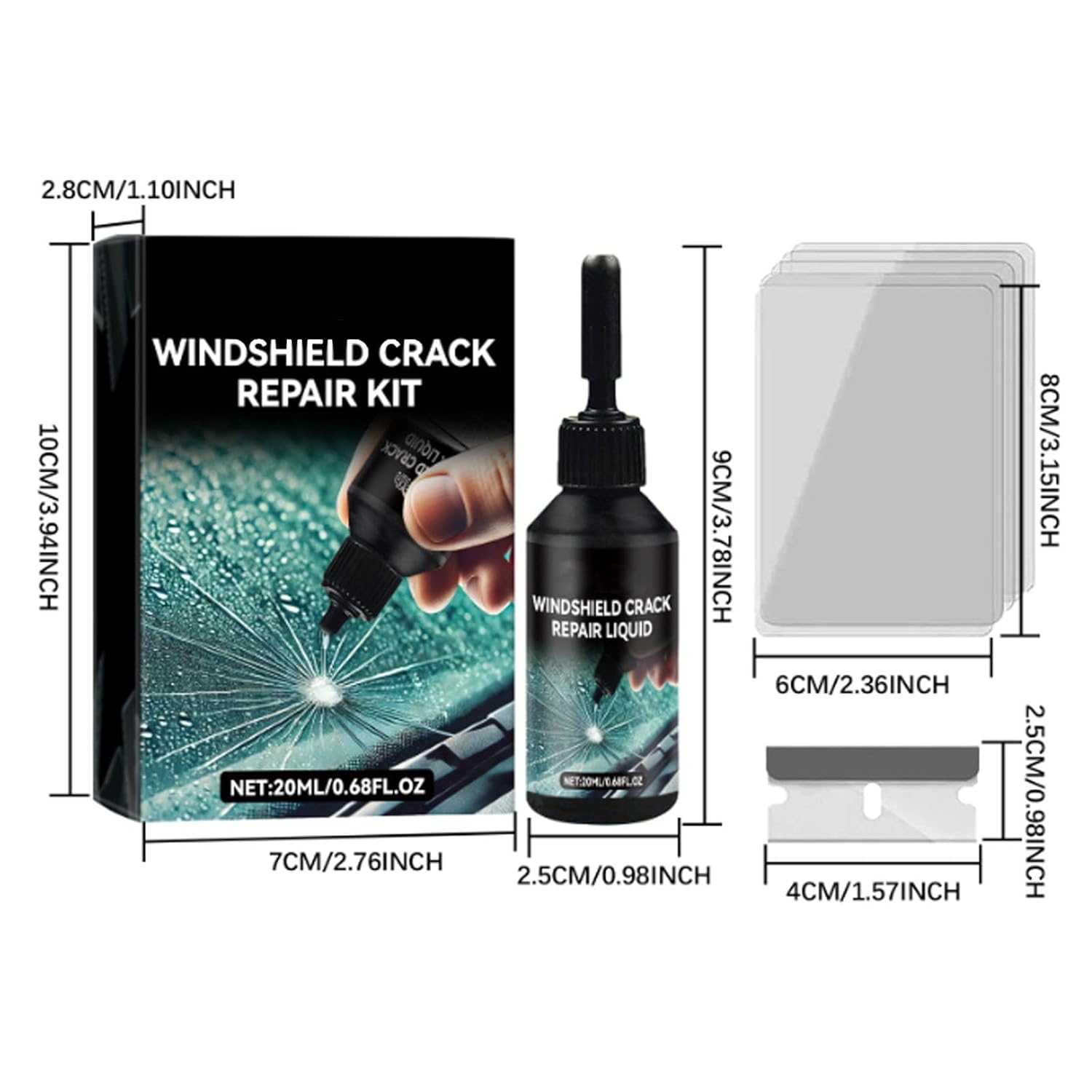 2026 Upgrade Windshield Chip Repair Kit Professional, Glass Repair Liquid for Cracks House Windows, Car Glass Window Liquid Nano Repair Kit, for Fix Windows, Mirrors, Glasses, All Crack Types (5 Pcs)
