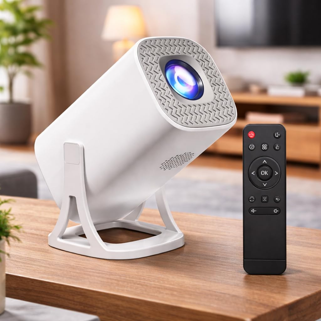 Smart Portable Square Projector | Full HD 1080P Support, 4K Compatible | 180° Rotatable Stand, Auto Keystone Correction | Home Theater Projector for Mobile, Laptop, TV Stick-image-21