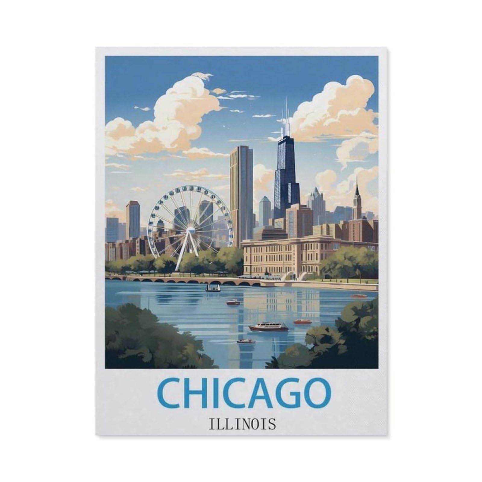 Funny Metal Tin Signs，Chicago Illinois(20x30cm）