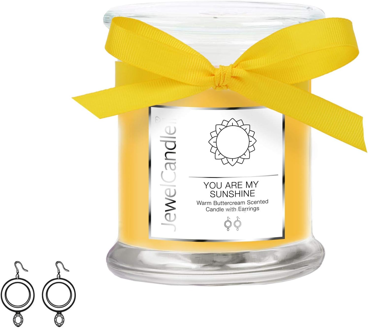 JewelCandleYou are my Sunshine' (earrings) - large light orange perfumed candle with 925 Sterling silver jewellery - candle with jewellery in a glass with lid as a gift for her