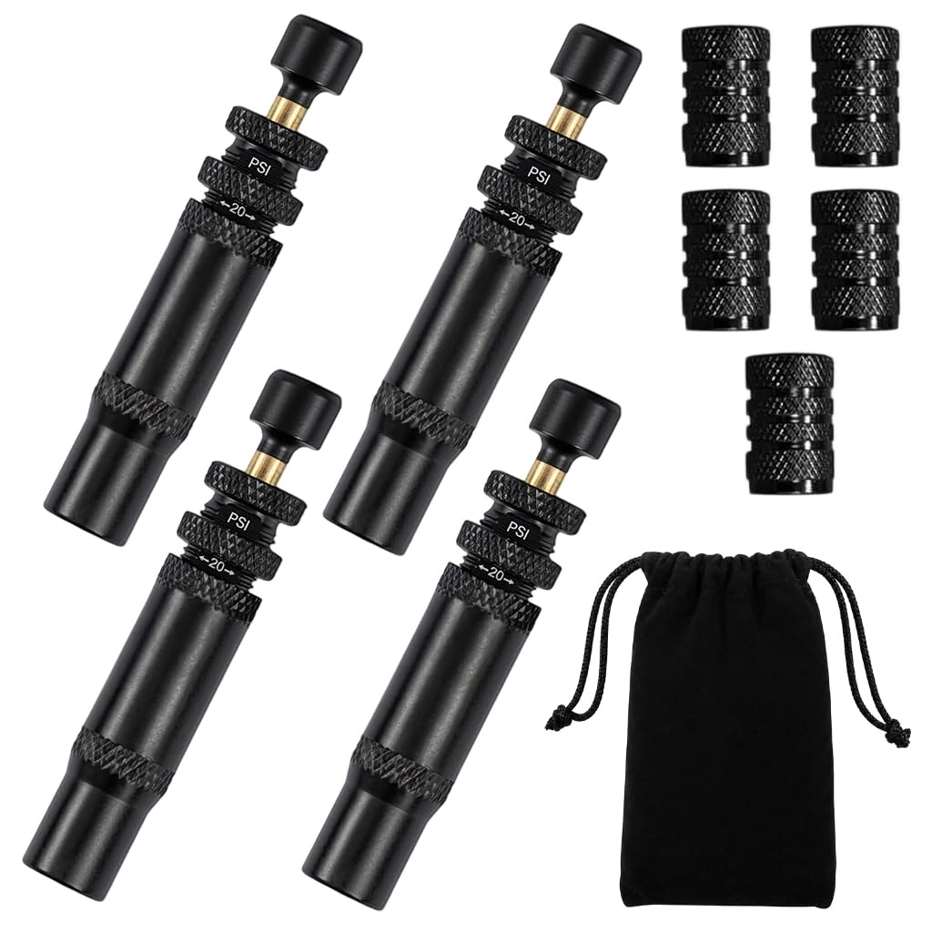 STHIRA® Adjustable Auto Stop Tire Deflator Valve Kit 4 Pack, 10-30 PSI Fast Air Down Tire Deflators Precision Brass Tire Pressure Deflation Tool Set with Storage Bag for Off Road SUV Truck ATV UTV-image-27