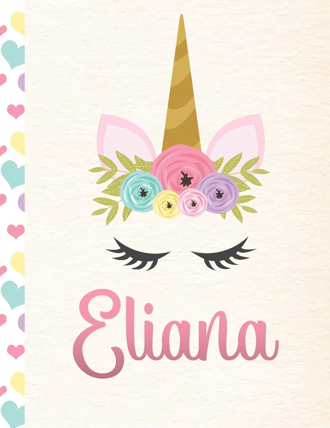 Eliana: Personalized Unicorn Sketchbook For Girls With Pink Name - 8.5x11 110 Pages. Doodle, Sketch, Create!