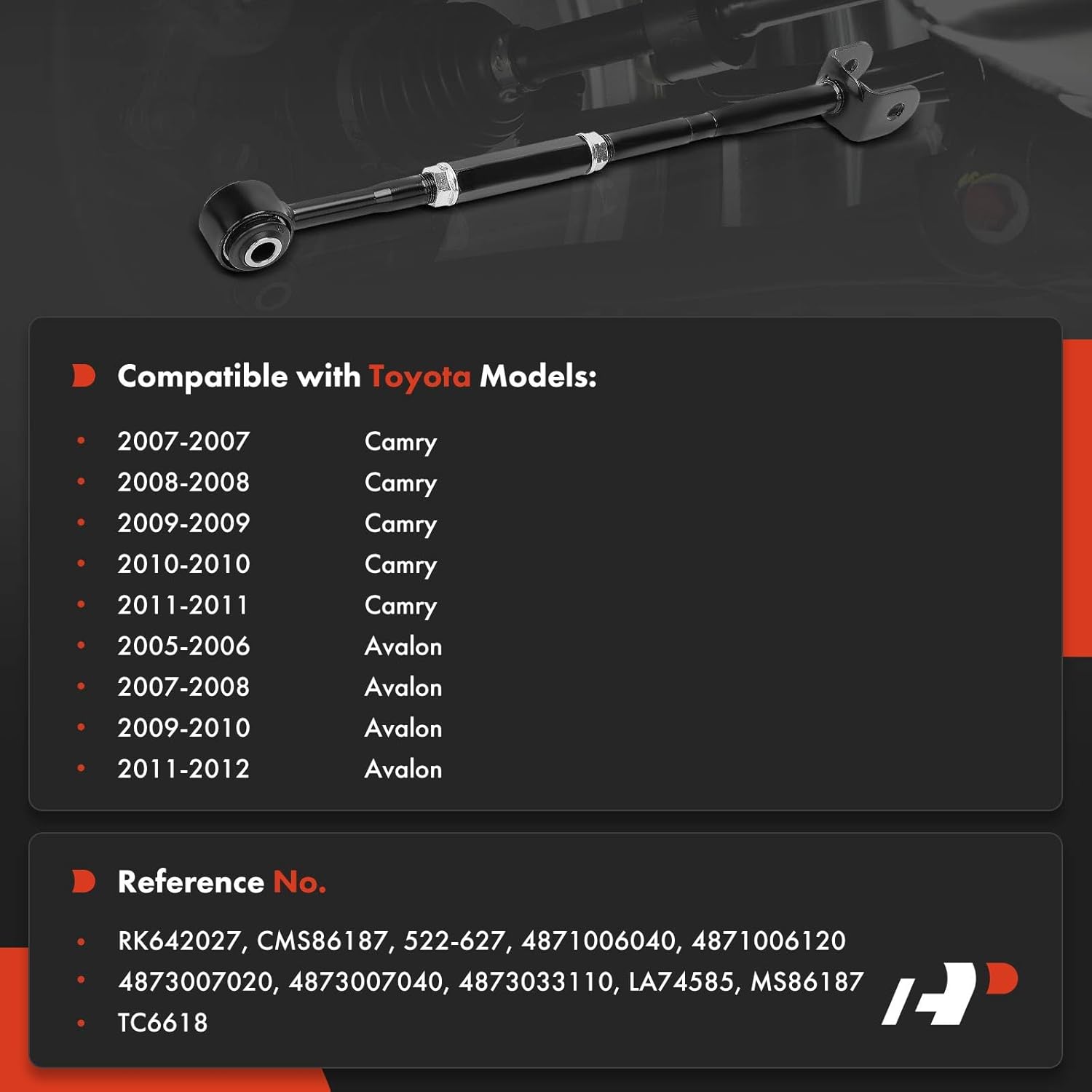 A-Premium Rear Forward Lower Lateral Arm, with Bushing, Compatible with Toyota Camry 2007-2011, Avalon 2005-2012