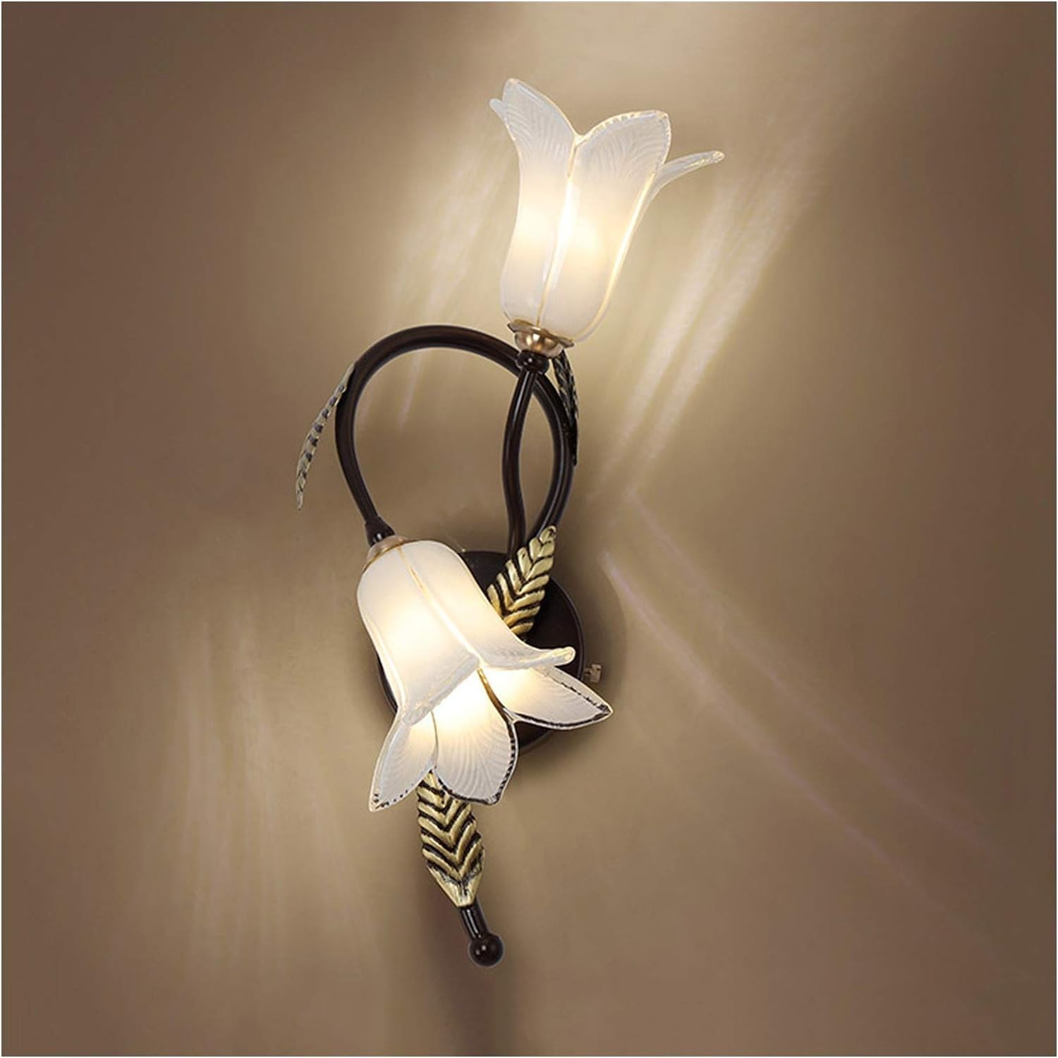 Lampe murale en verre soufflé style créatif et finitions double tête rurales