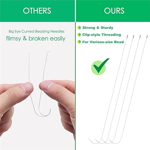Miniatura 3 de Xmada Paquete de 4 agujas de cuentas estilo clip, 6.7 pulgadas, 0.028 in de diámetro, eficientes y resistentes para la fabricación de joyas (4