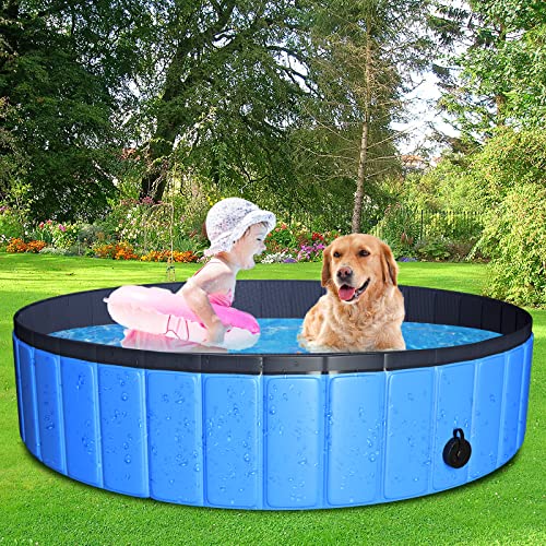 Juoifip Foldable Dog Pet Pool 63"X12" Xxl Portable Pet Swimming Pool Kiddie Pool For Pets Hard Plastic Pet Bath Tub Indoor Outdoor Pool For Pets Large Dogs Cats And Kids #TOP6