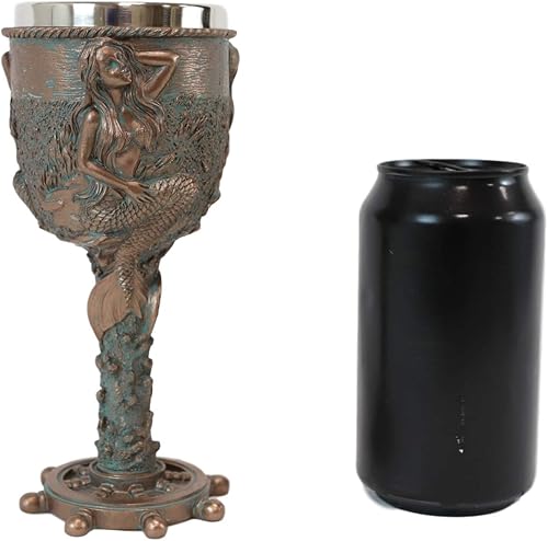 Miniatura 6 de Ebros Sirenas náuticas del mar Sirenas rústicas de sirena por Coral Reef con timón de barco Base de rueda Copa de vino Cáliz Bebida Sirenas