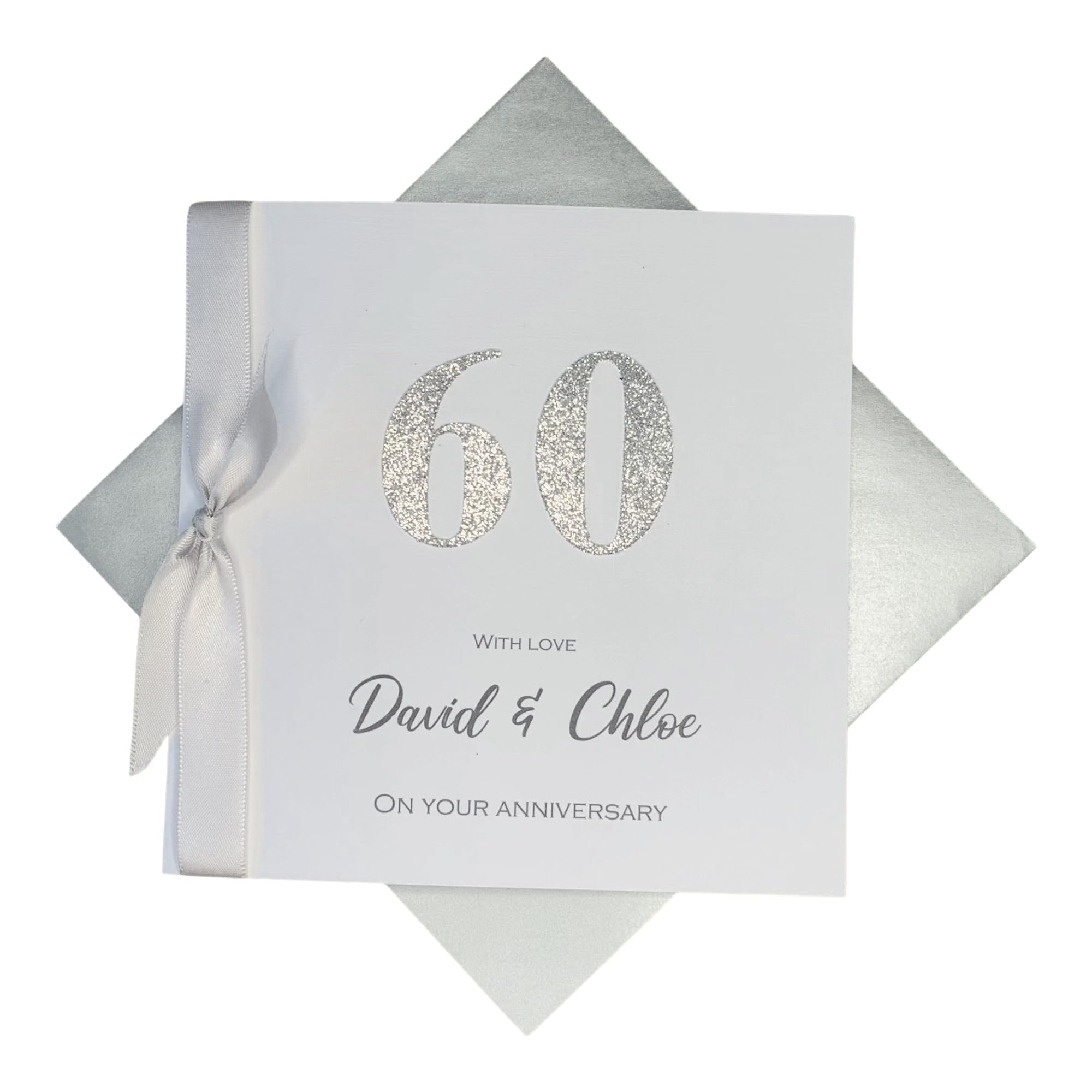 60th Wedding Anniversary Card - Diamond 60 Year Sixtieth Anniversary Greeting Card, Personalised Gift for Wife, Husband, Parents, Couple Friends - 18 Colour Choice (Glitter Number) โ image 1