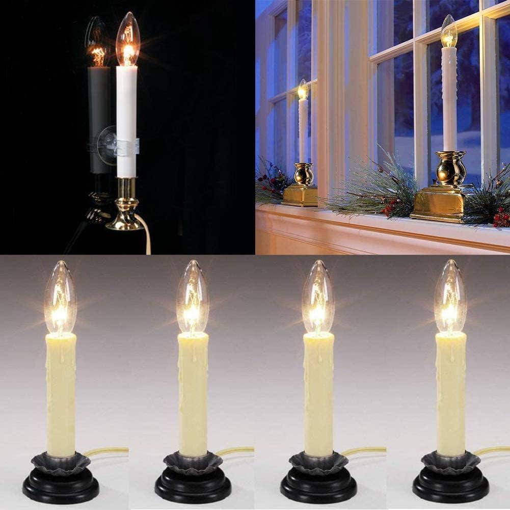 25PK Crystal Clear Torpedo Tip E12 Candelabra Light Bulbs, Transparent Candle Light Bulbs for Chandeliers, Electric Window Candle Lamps, Ceiling Fan Lights, Pendants, Fireplace - 7W - 120 V