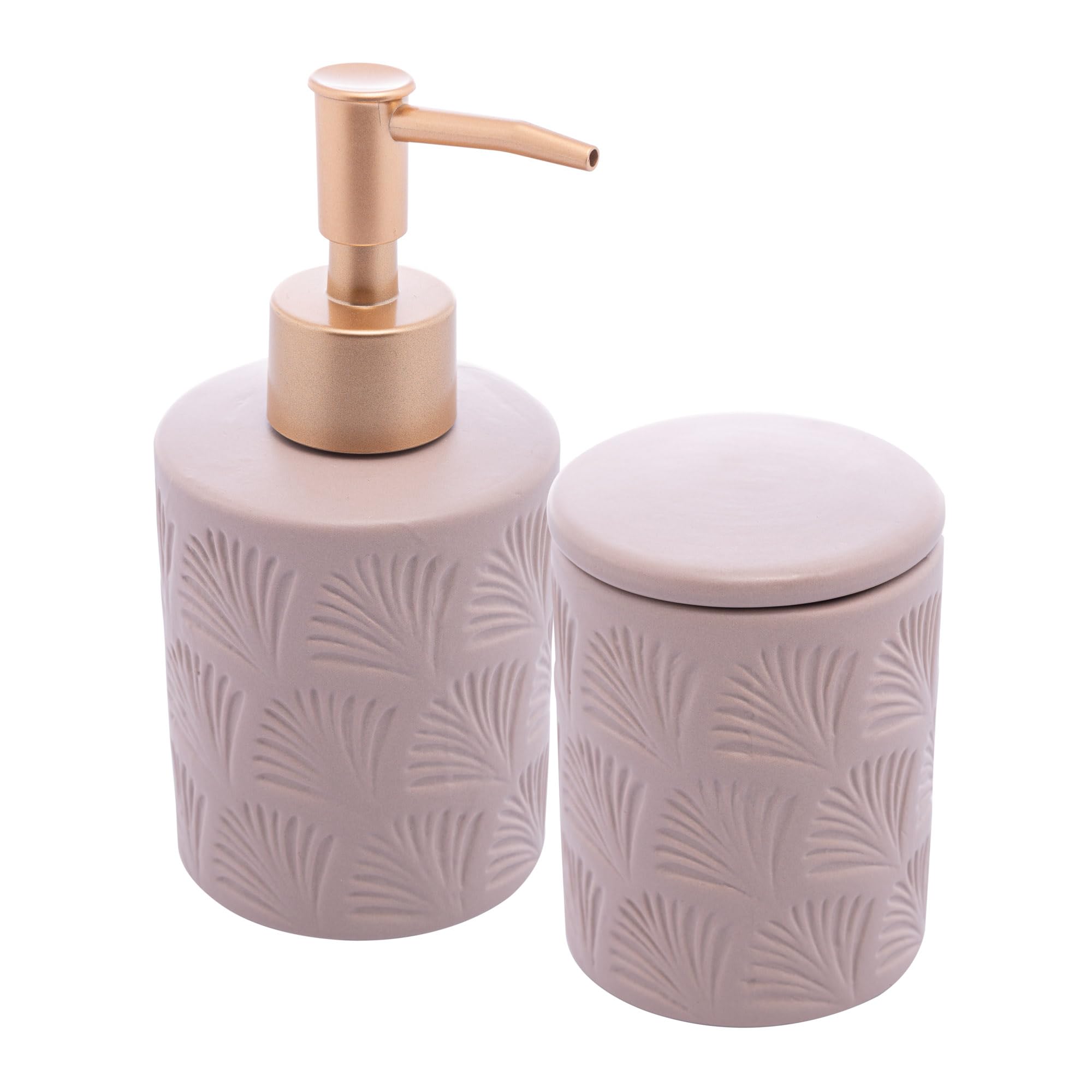 napo！WONDER FULL LIFE ramie DEEL WOLFF - Conjunto 2 Peças para Banheiro de Cerâmica Leaf Nude - 1